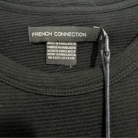 French Connection Black Ribbed Short Sleeve Crew Neck Shirt Mens Small - Picture 4 of 7